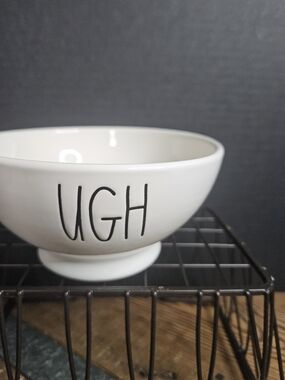 Rae Dunn White Ceramic 'UGH' Bowl